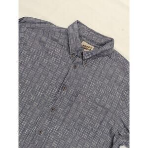 Naked & Famous Long Sleeve Button Down Shirt Blue Square Geometric Mens L